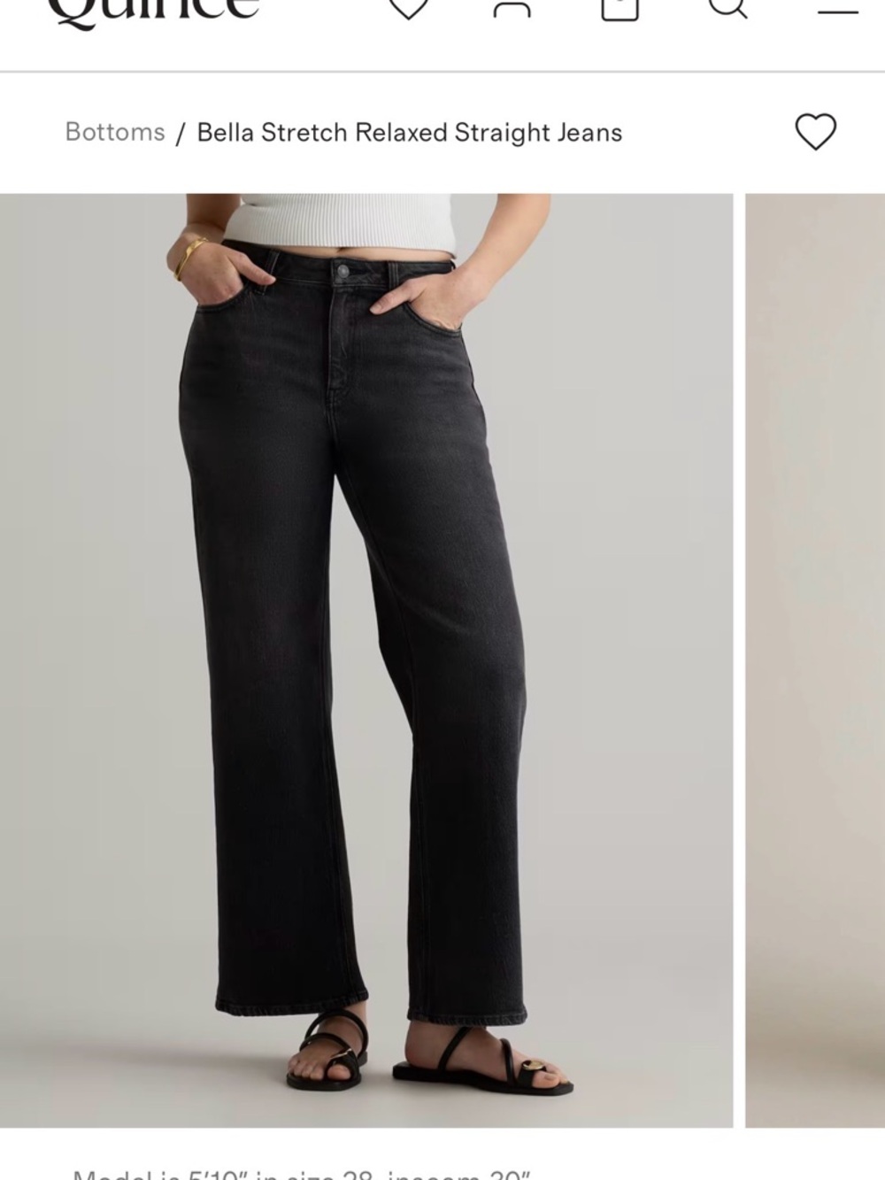 Quince Bella Stretch Relaxed Straight Leg Jeans — Black
